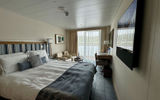 A deluxe veranda stateroom on deck 2 aboard the Viking Mississippi.