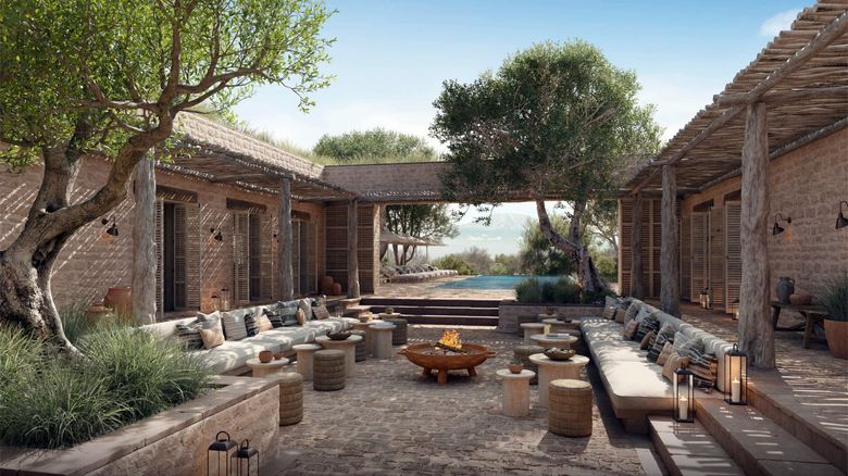 A rendering of the courtyard at the Discover Collection Amboseli in Kenya. The resort is planned to be one of several operating under the Discover Collection name; the first is planned to open in Oman next year.