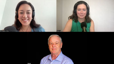 Clockwise from top left: Christina Jelski and Rebecca Tobin of Travel Weekly, and Geoff Millar of Ultimate All-Inclusive Vacations, on the Folo by Travel Weekly podcast to discuss the current state of the all-inclusive market.