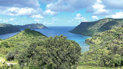 A bay on Nuku Hiva, the capital island of the Marquesas Islands.