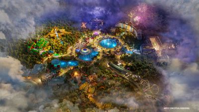 A rendering of Epic Universe. Comcast's theme park revenue was down 5.3% in the third quarter, which executives attributed to continued lower attendance at domestic theme parks compared to what was a record-breaking 2023, but excitement is high around the opening of Epic Universe in Orlando next May.