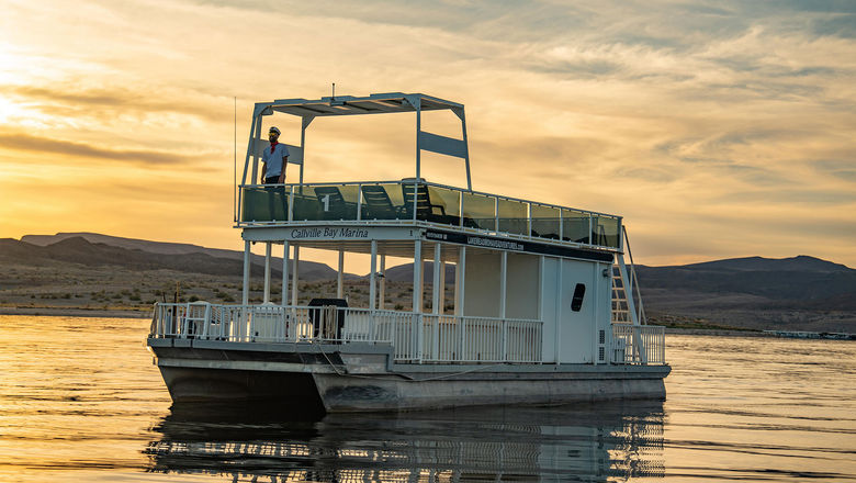 Lake Mead Mohave Adventures’ new patio pontoon boat can hold up to 12 guests.