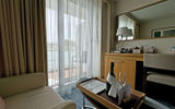 Detail of a deluxe veranda stateroom aboard the Viking Mississippi, which come with private balconies.