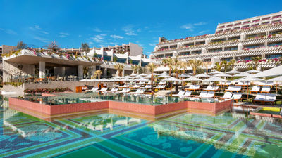 The pool is the center of the social scene at the hotel.