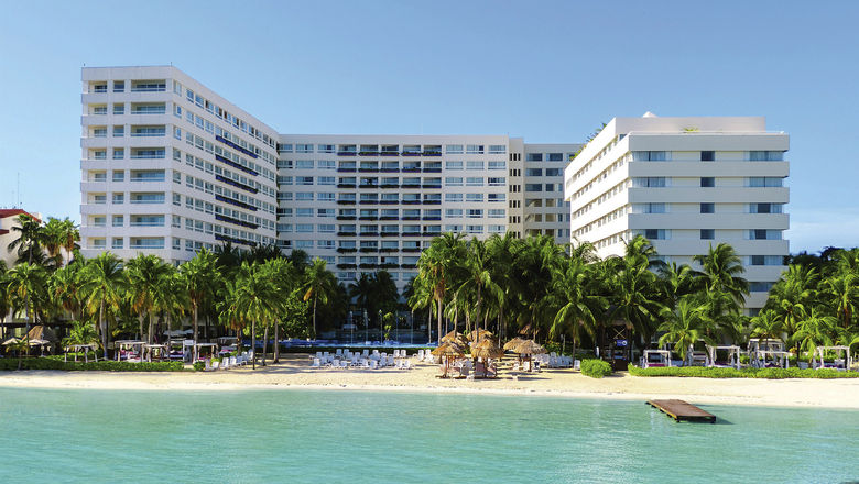 The exterior of The Sens Cancun all-inclusive resort, which will relaunch as part of Hilton's Tapestry Collection in 2026.