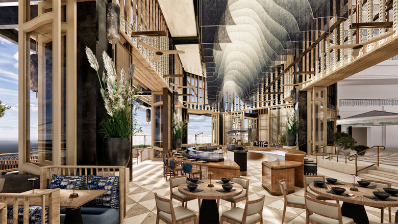 A rendering of the main dining room of the Nobu restaurant as it will appear at the Grand Wailea, a Waldorf Astoria Resort.