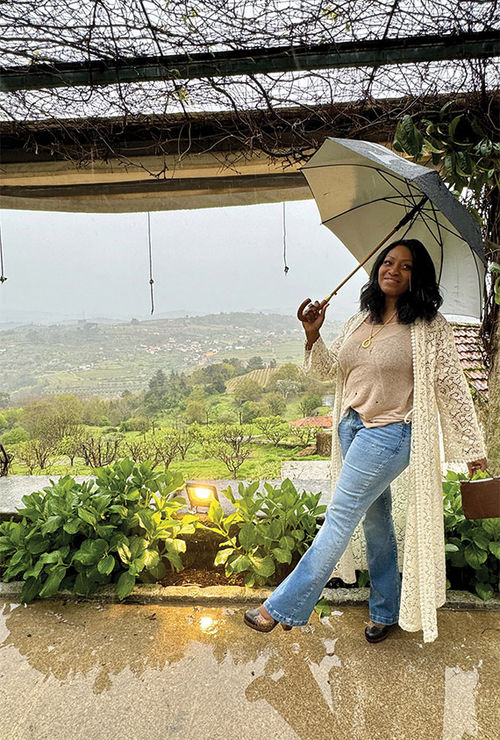 Nicole Edenedo enjoyed a rainy stroll at Hotel Rural Casa dos Viscondes da Varzea in Portugal's Douro River Valley on a cruise with Avalon Waterways in March.