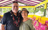 Pascal Erhel Hatuuku, a Marquesan who is one of the ship's guides, and Yveline Hikutini, the mayor of Hakahetau on Ua Pou.