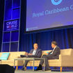 Royal Caribbean Group CEO Jason Liberty, left, and Travel Weekly editor-in-chief Arnie Weissmann at CruiseWorld in Fort Lauderdale.