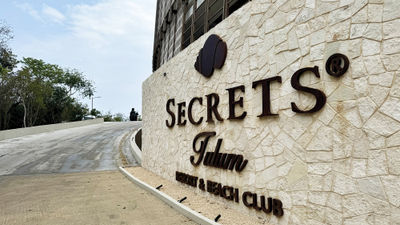 The entrance to the Secrets Tulum Resort & Beach Club. The resort has introduction Casa Zamna, a 21-room luxury addition at the Zamna Beach Club.