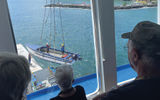 The Aranui 5 is part cruise ship and part cargo ship, delivering goods to the islands it visits. Passengers often took a seat in the lounge to watch the ship load and unload cargo.