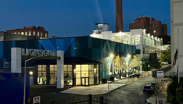 The main entrance to the Yonkers campus of Lionsgate Studios, owned and operated by Great Point Studios, which eventually will span a million square feet and feature sound stages, studios, offices and backlots.