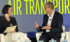 Virgin Atlantic CEO Shai Weiss at the Future Travel Experience conference in Long Beach, Calif.