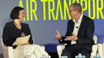 Virgin Atlantic CEO Shai Weiss at the Future Travel Experience conference in Long Beach, Calif.